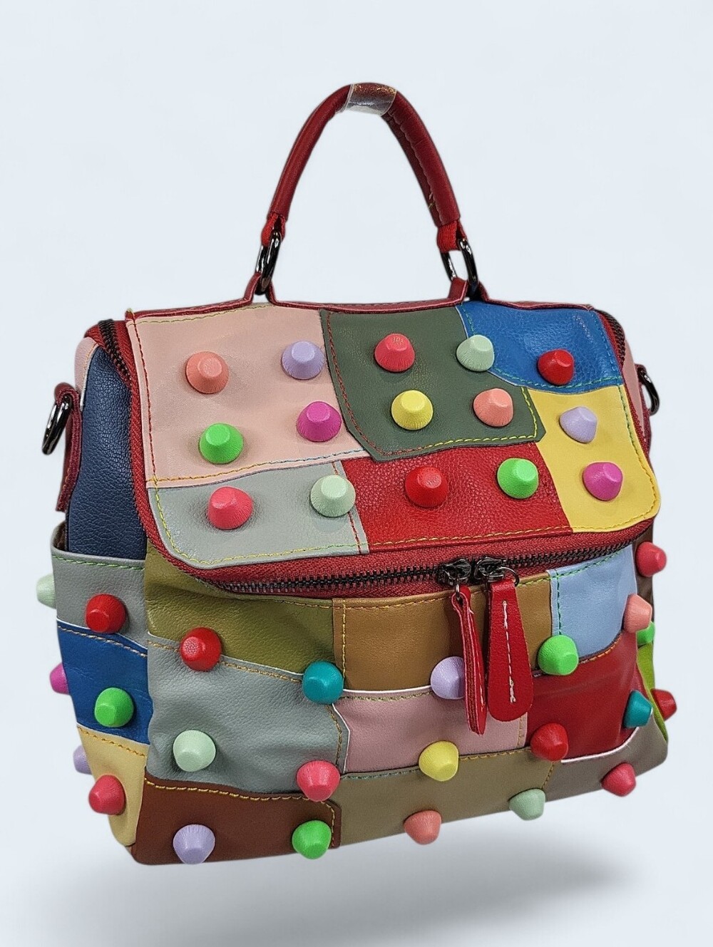 NEW Patchwork Recycled Leather Crossbody Bag Festival Kidcore Street Travel